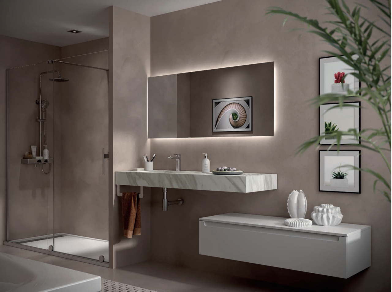 Salgar Compakt 1400 White Marble Malta Vanity Units with Basins Malta