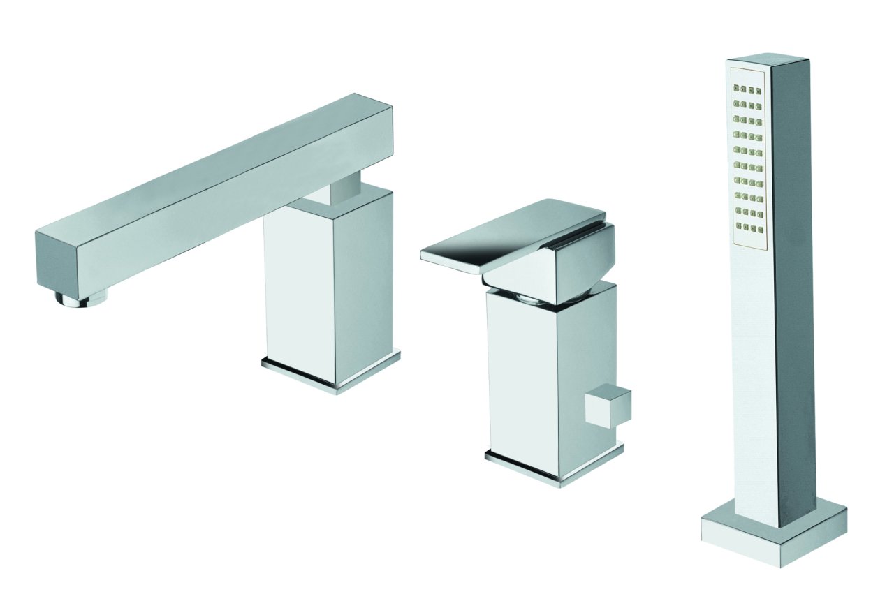 Mastermax DECK MOUNTED 3HOLE BATH SET WITH SHOWER KIT Malta Taps