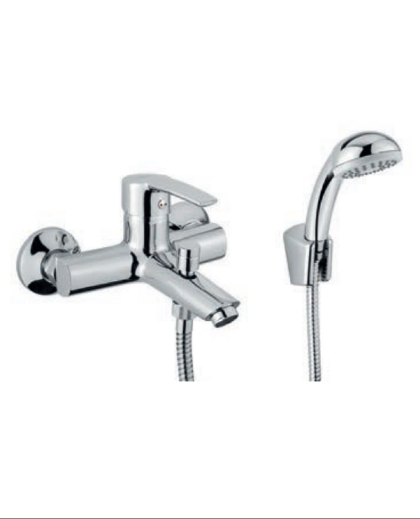 WALL MOUNTED BATH/SHOWER MIXER WITH SHOWER KIT Malta Taps & Mixers